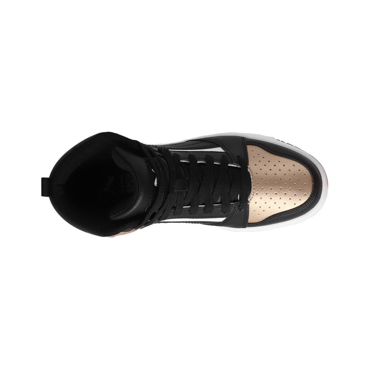 Zapatilla Puma Rebound v6 Hombre Blancas/Negras/Doradas-4