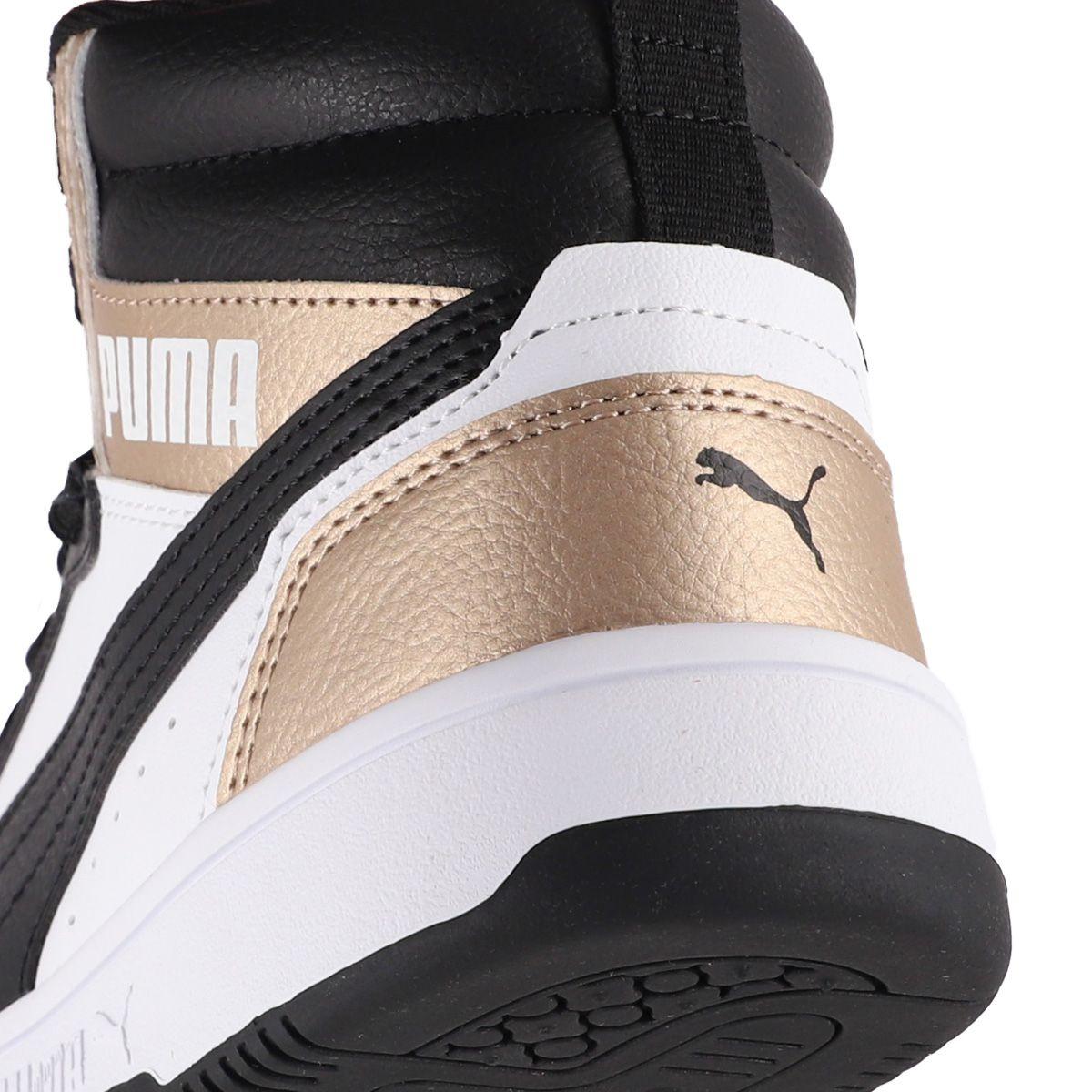 Zapatilla Puma Rebound v6 Hombre Blancas/Negras/Doradas-5