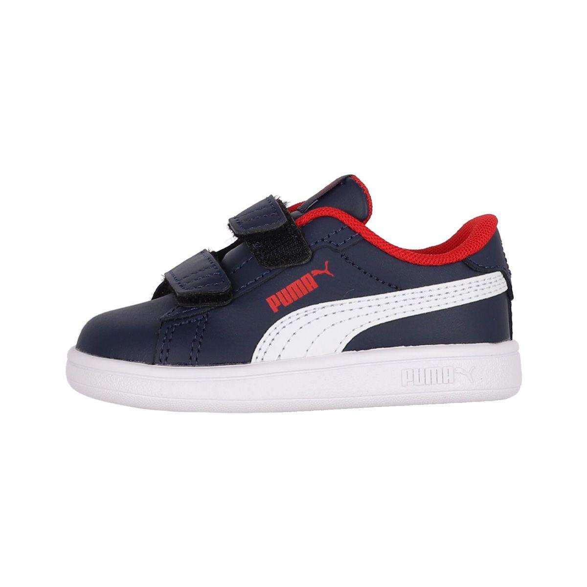 Zapatilla Puma Smash 3.0 Leather Niños TD Azul/Blanco-0
