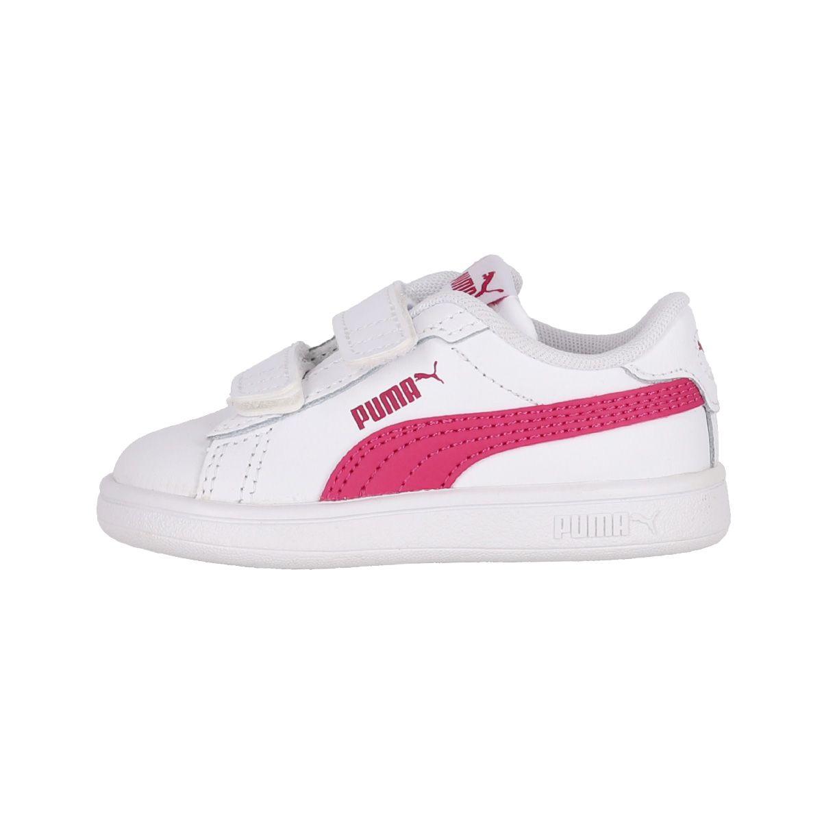 Zapatilla Puma Smash 3.0 Leather Niños TD Blanco/Rosado-0