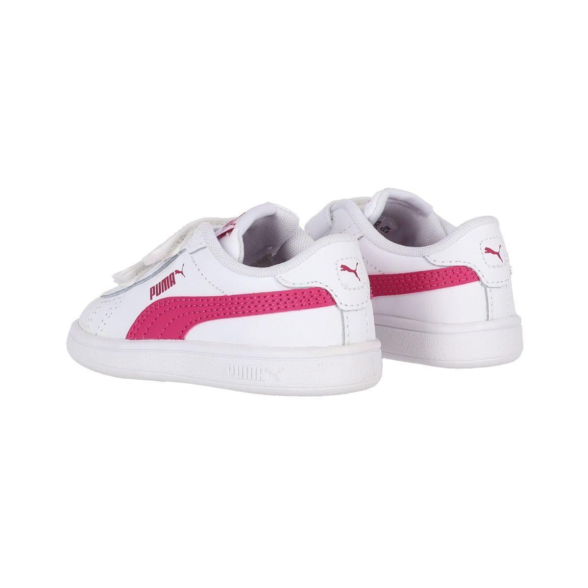 Zapatilla Puma Smash 3.0 Leather Niños TD Blanco/Rosado-3