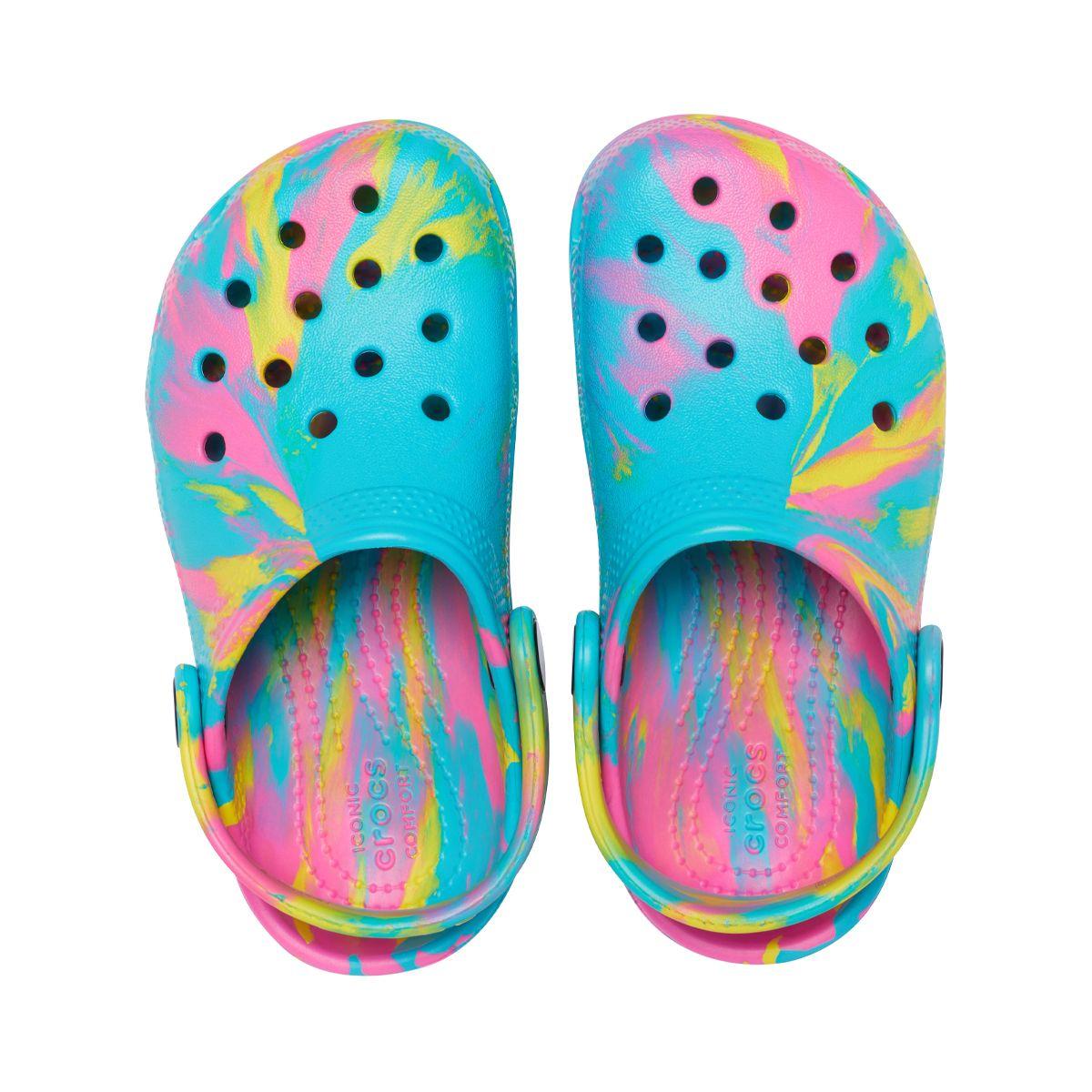 Zueco Crocs Classic Marbled Niña Aqua/Multi-5