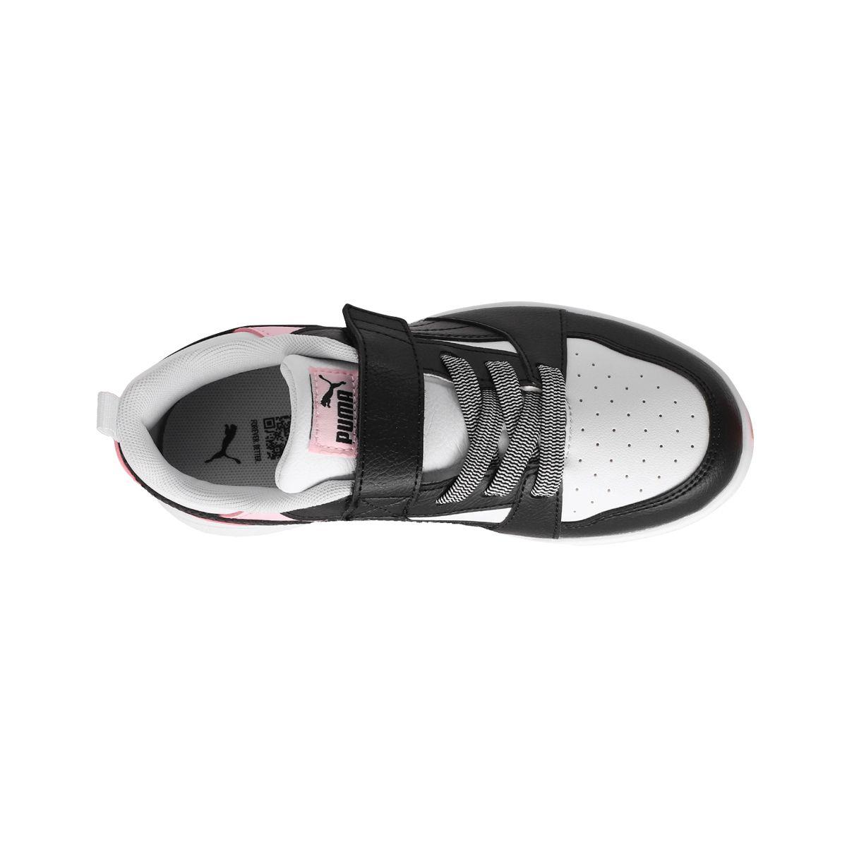 Zapatilla Puma Urbanas Rebound V6 Niña Blancas/Negra/Rosada-4