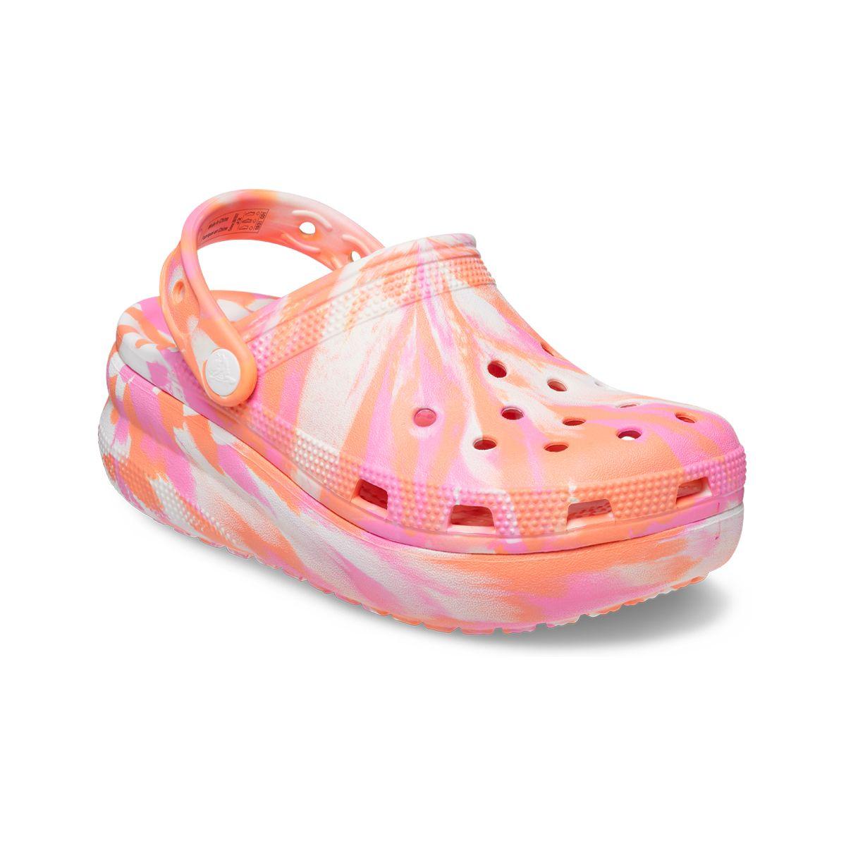 Zueco Crocs Classic Marbled Cutie Crush Niña Papaya/Multi-0