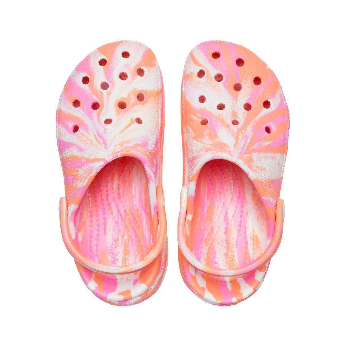 Zueco Crocs Classic Marbled Cutie Crush Niña Papaya/Multi-5