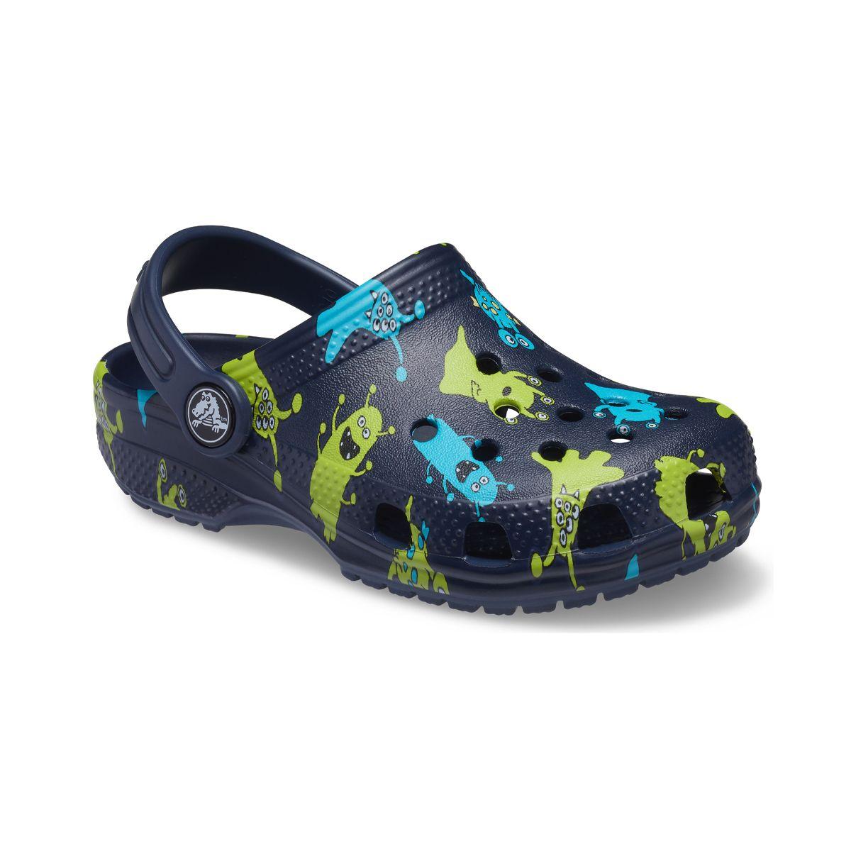 Zueco Crocs Classic Monster Print Niños TD Navy-0