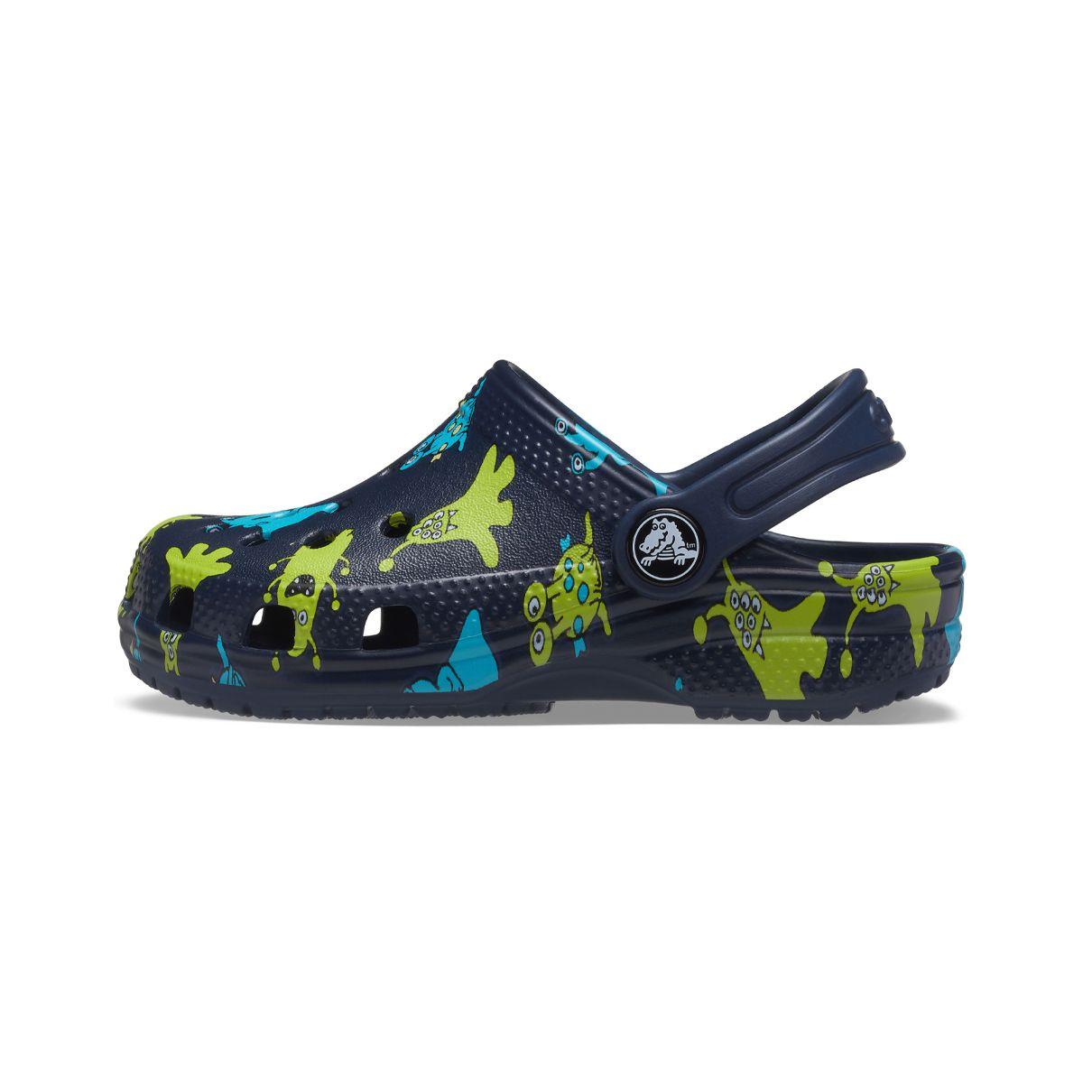 Zueco Crocs Classic Monster Print Niños TD Navy-2