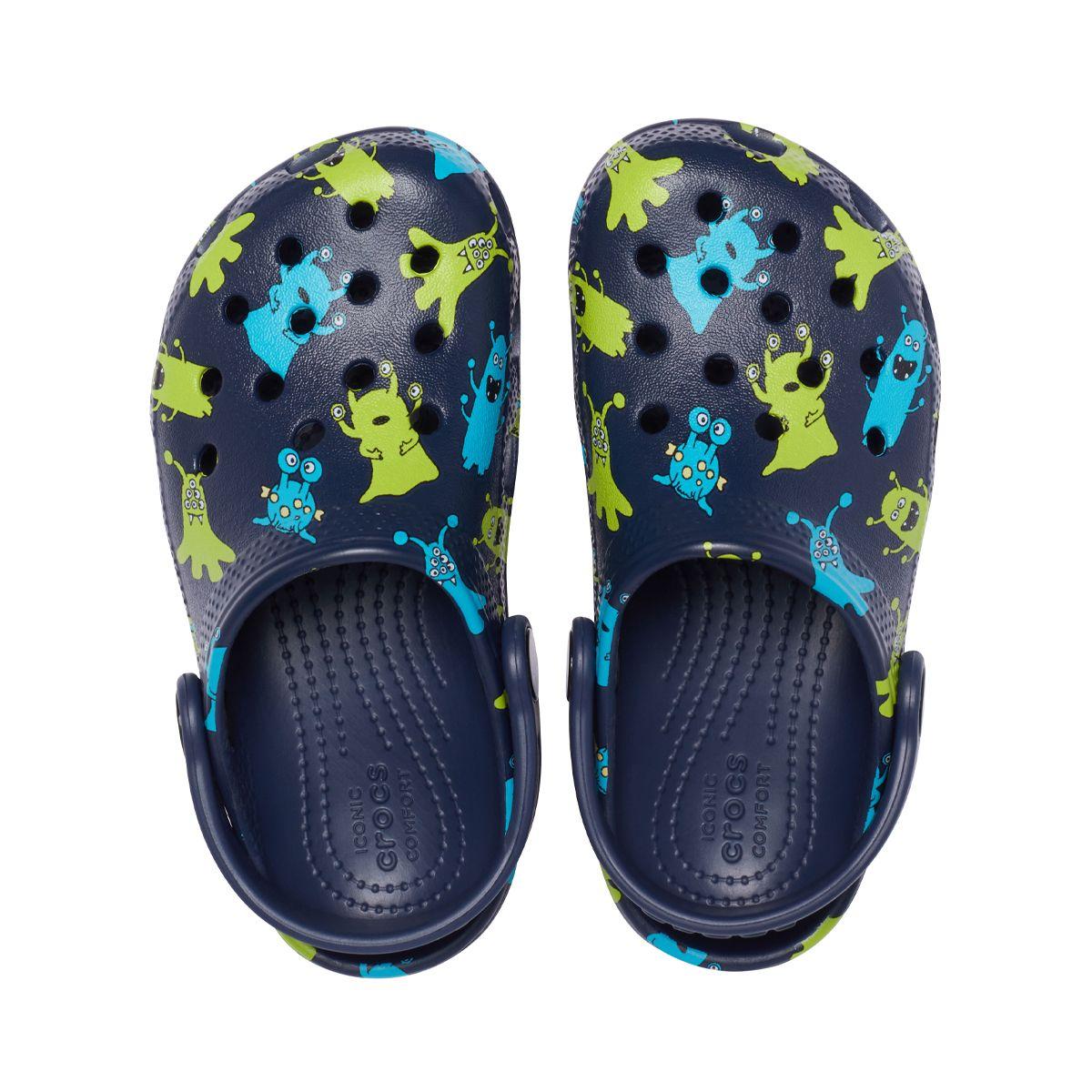 Zueco Crocs Classic Monster Print Niños TD Navy-5