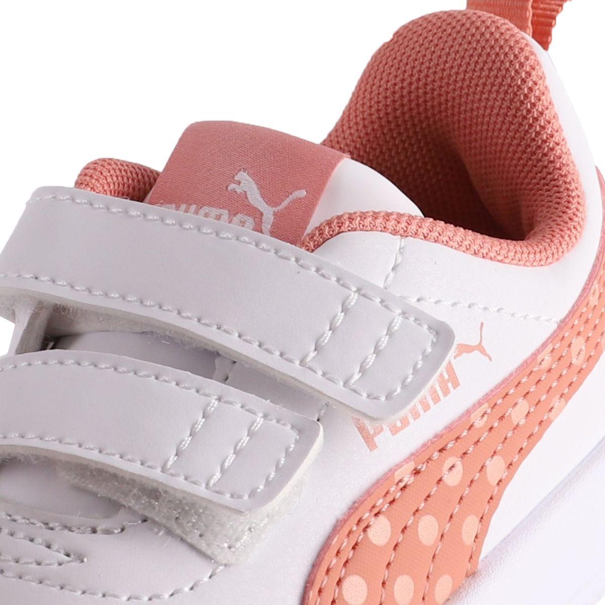 Zapatillas Urbanas Puma Courtflex V3 Dotty Baby Blanca/Rosa-5