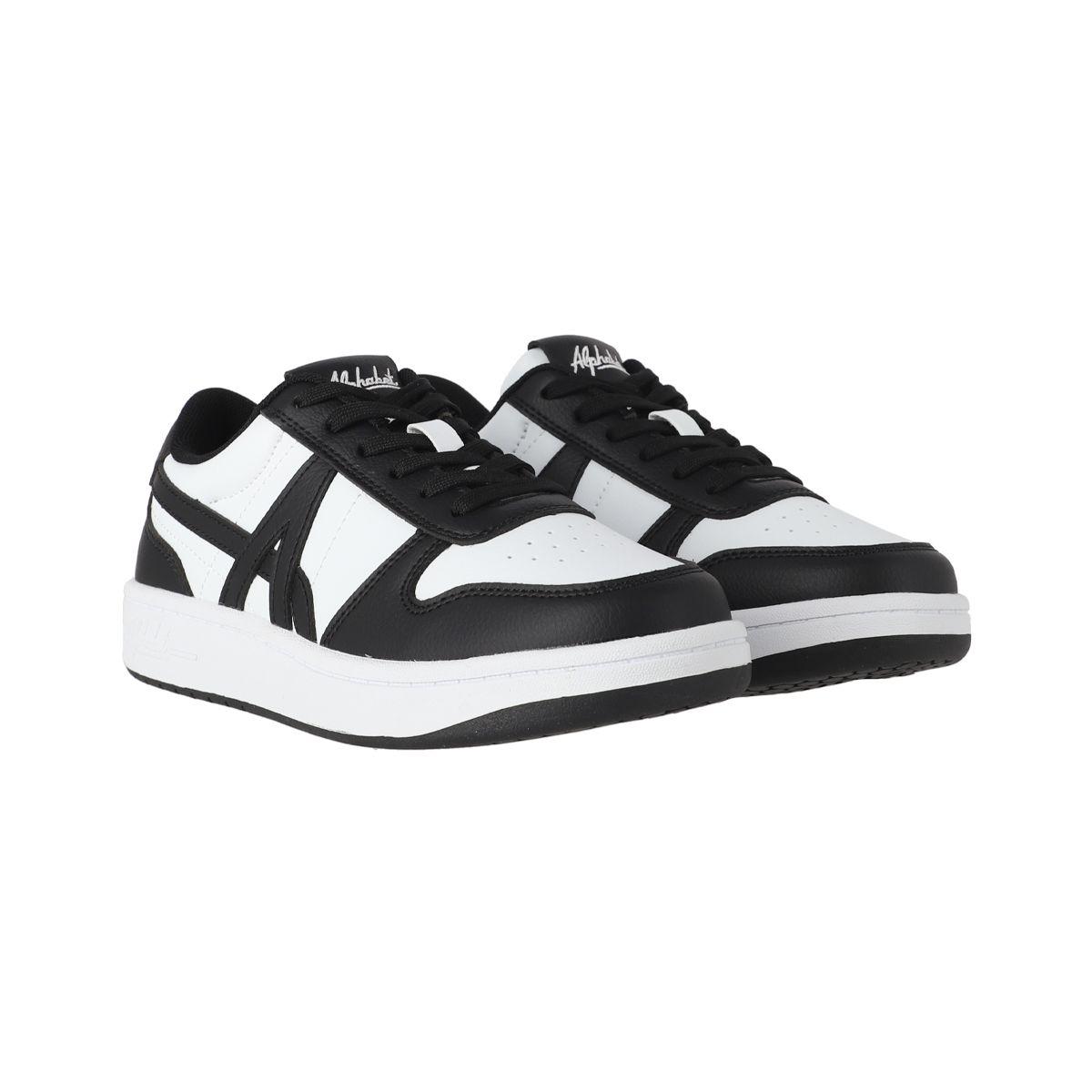 Zapatillas Niños Joven Cross Low Alphabet Blancas/Negras-2