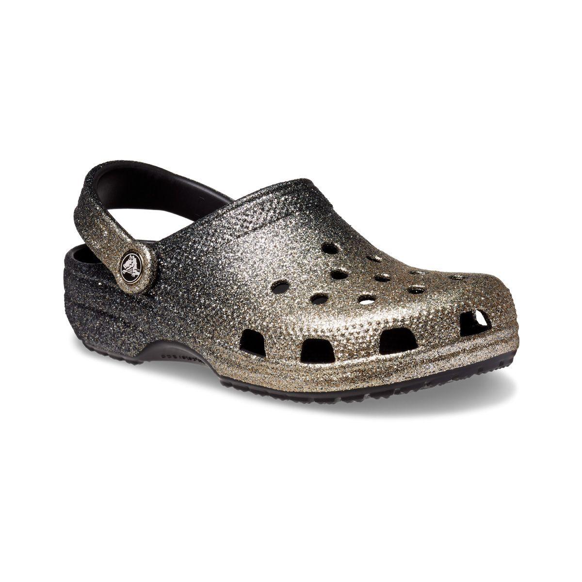 Zueco Crocs Classic Glitter Unisex Black/Gold-0