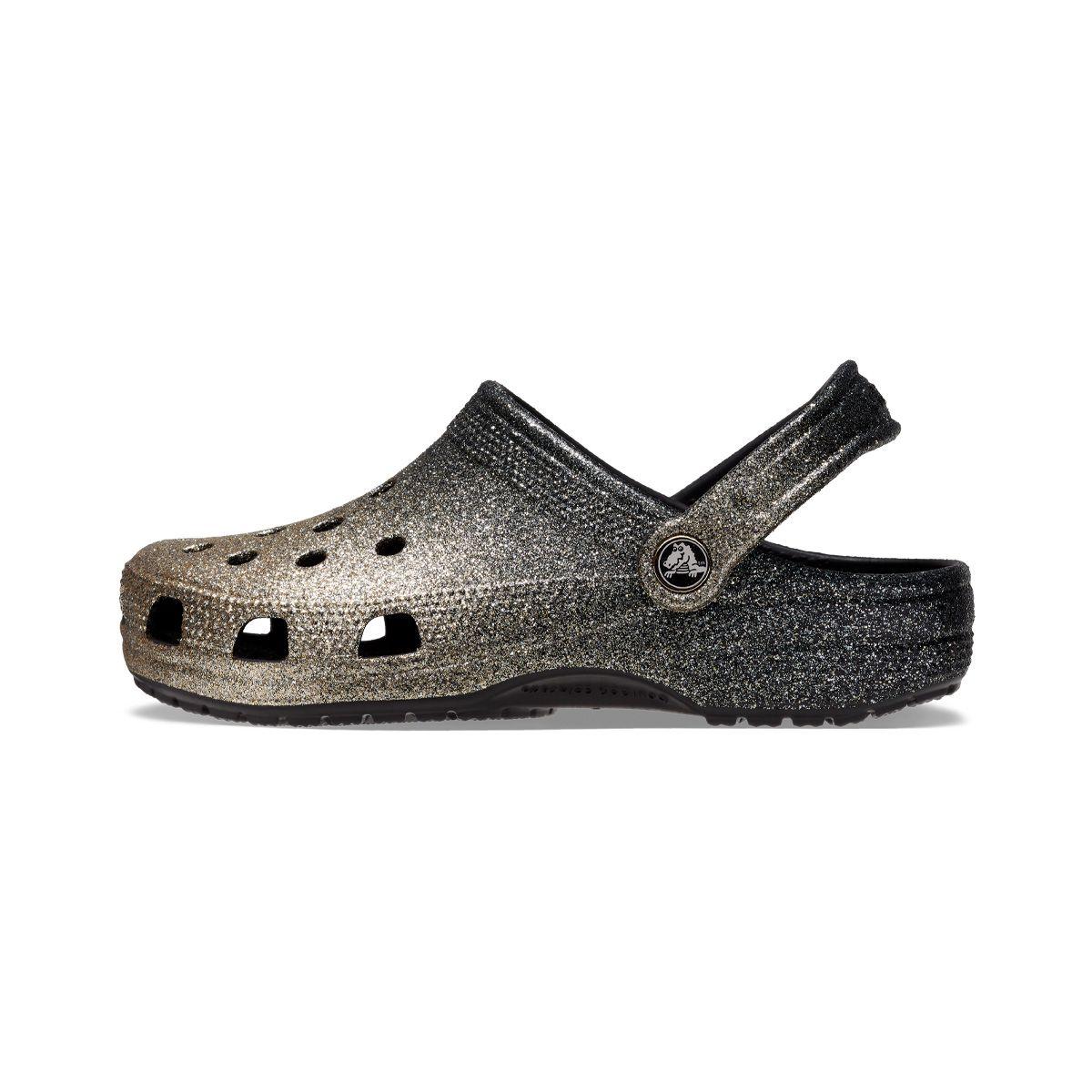 Zueco Crocs Classic Glitter Unisex Black/Gold-2