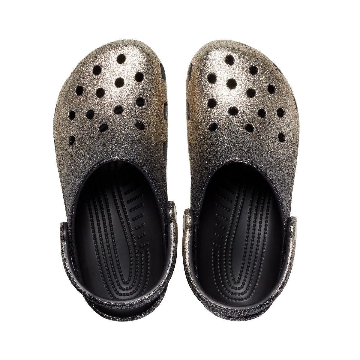 Zueco Crocs Classic Glitter Unisex Black/Gold-5