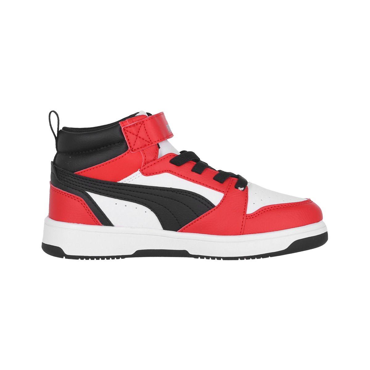 Zapatilla Puma Rebound V6 Mid Niño Red/White/Black-1
