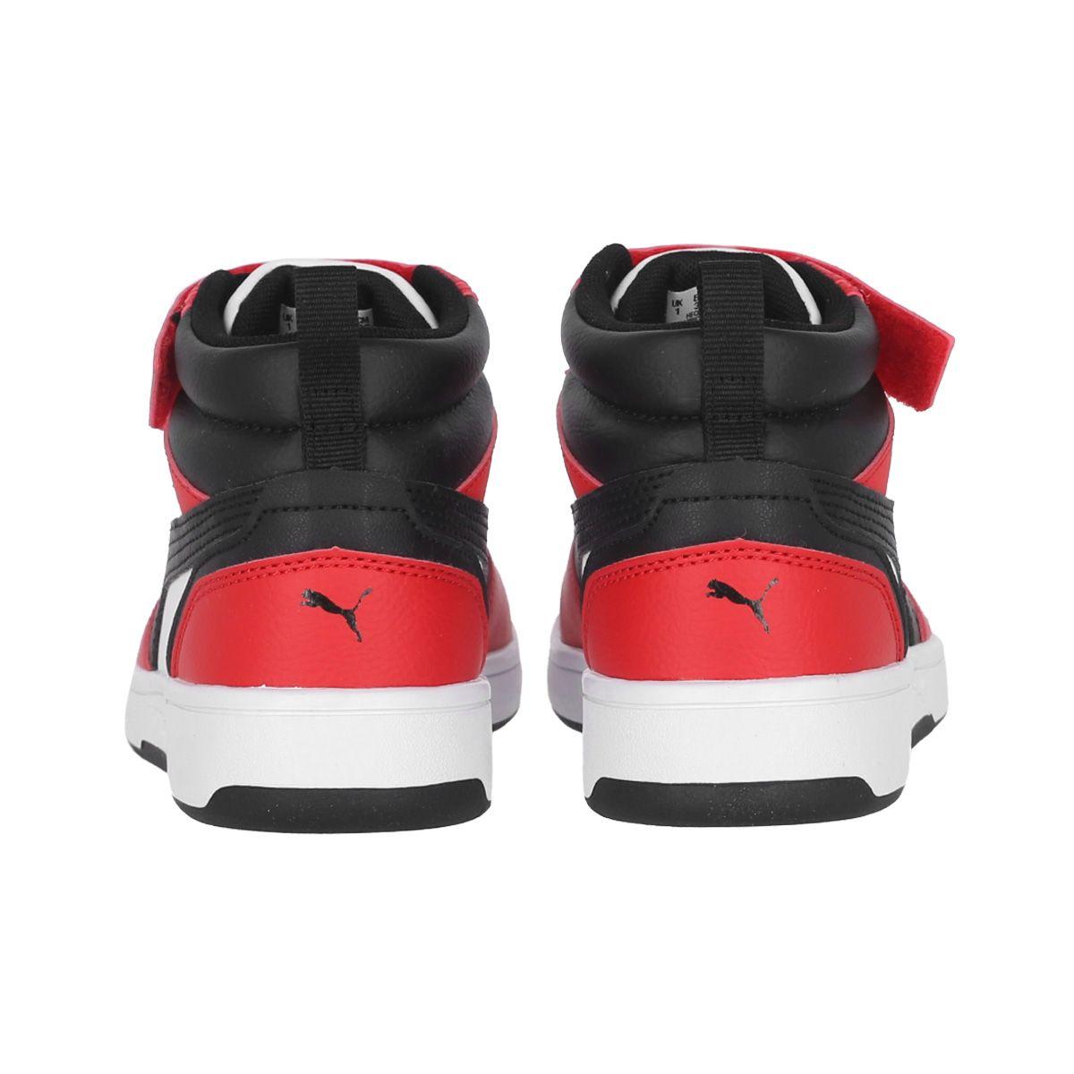Zapatilla Puma Rebound V6 Mid Niño Red/White/Black-3