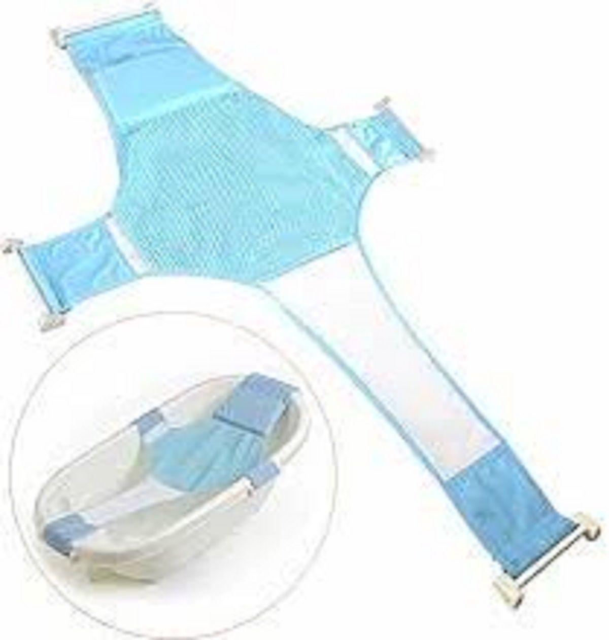 Malla Hamaca Para Bañera Tina De Bebe 4 puntas celeste-1