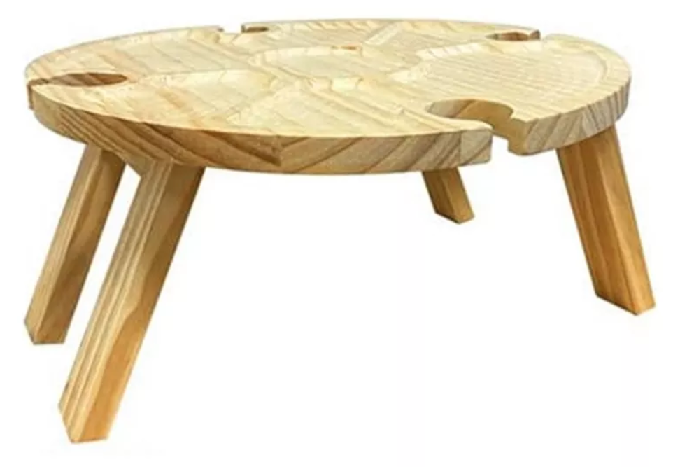 Mesa De Madera Picnic Plegable Soporte Copas Tabla Picoteo-1