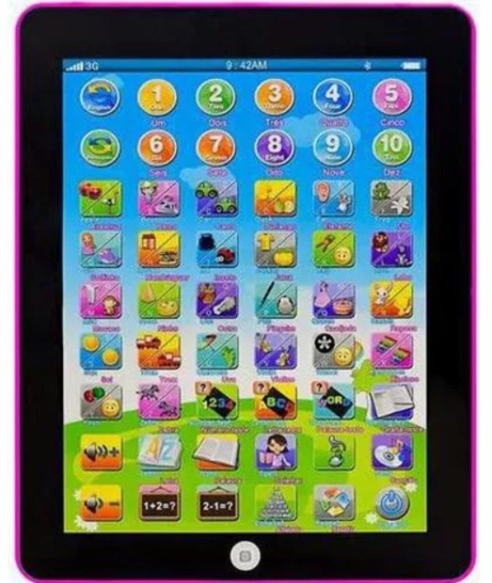 Tablet Didáctica Niños Español Ingles sonidos Rosada-0
