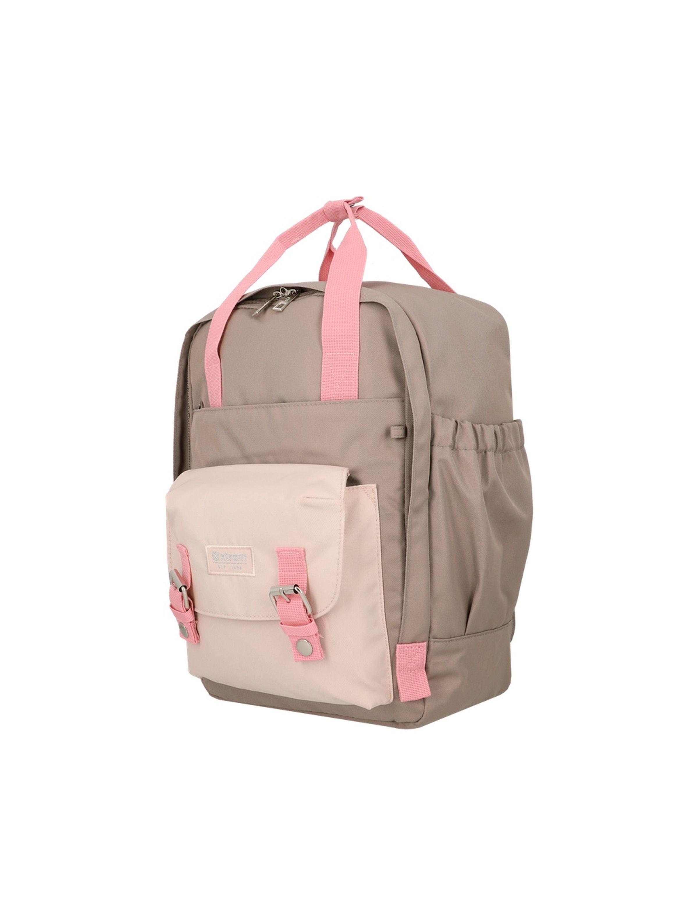 Mochila Notebook Xtrem Monroe 6XT Beige/Rosado 15"-1