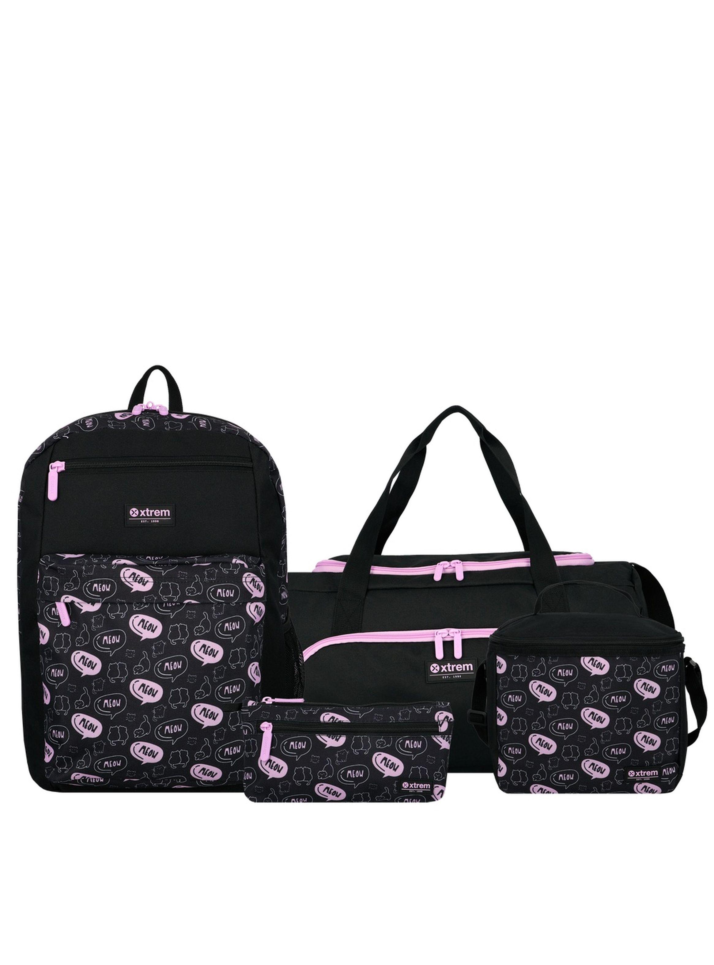 Megapack 6XT Mochila Niña Xtrem Gatos Negro/Morado-0