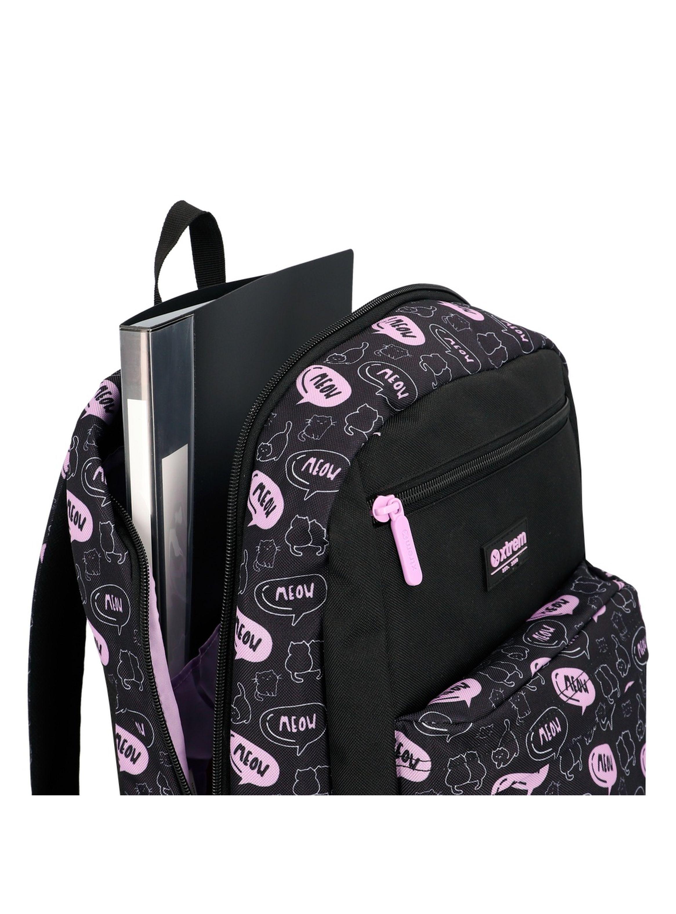 Megapack 6XT Mochila Niña Xtrem Gatos Negro/Morado-2