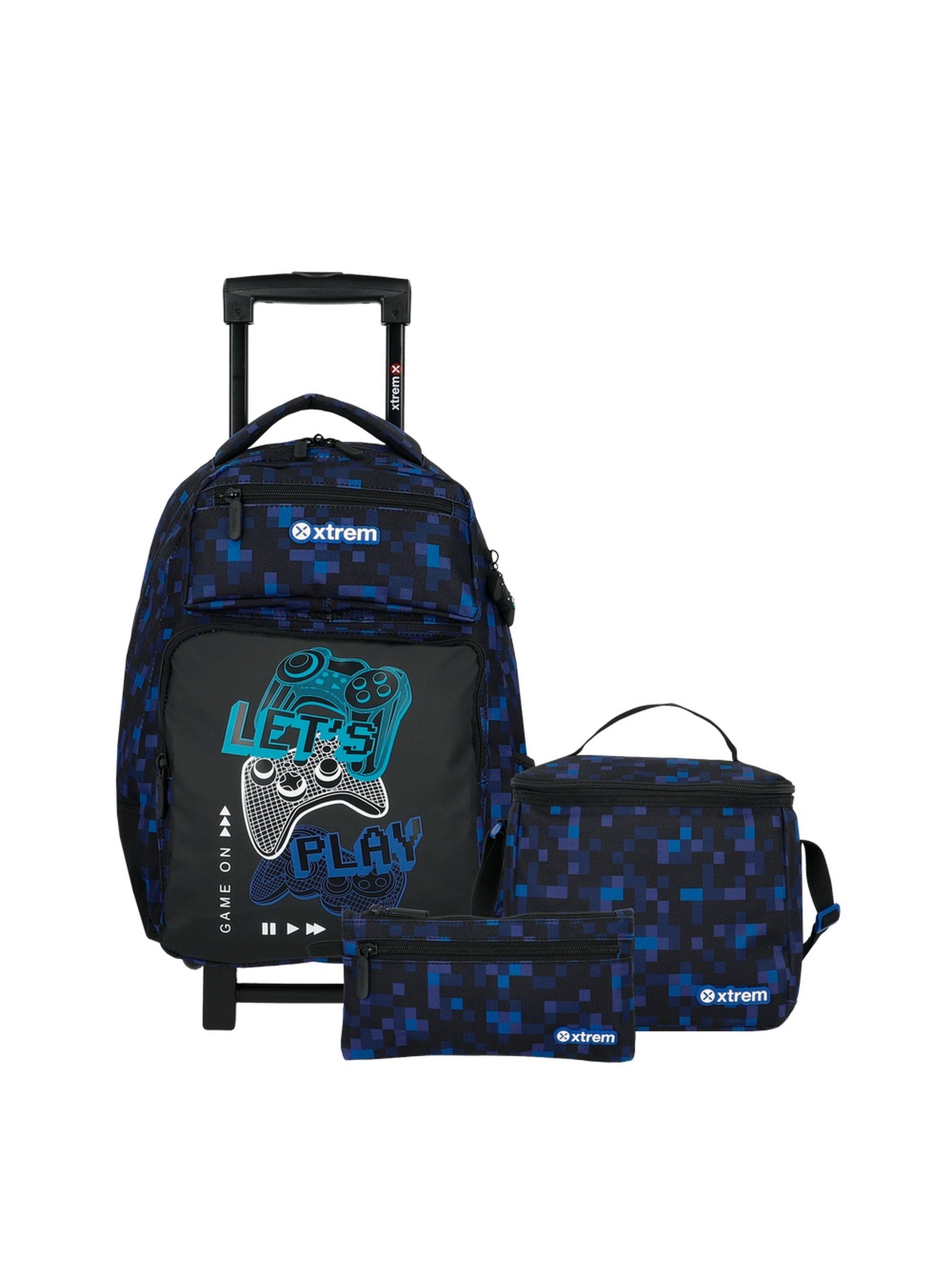 Pack Mochila con ruedas Xtrem Run 6XT Pixels Azul-0