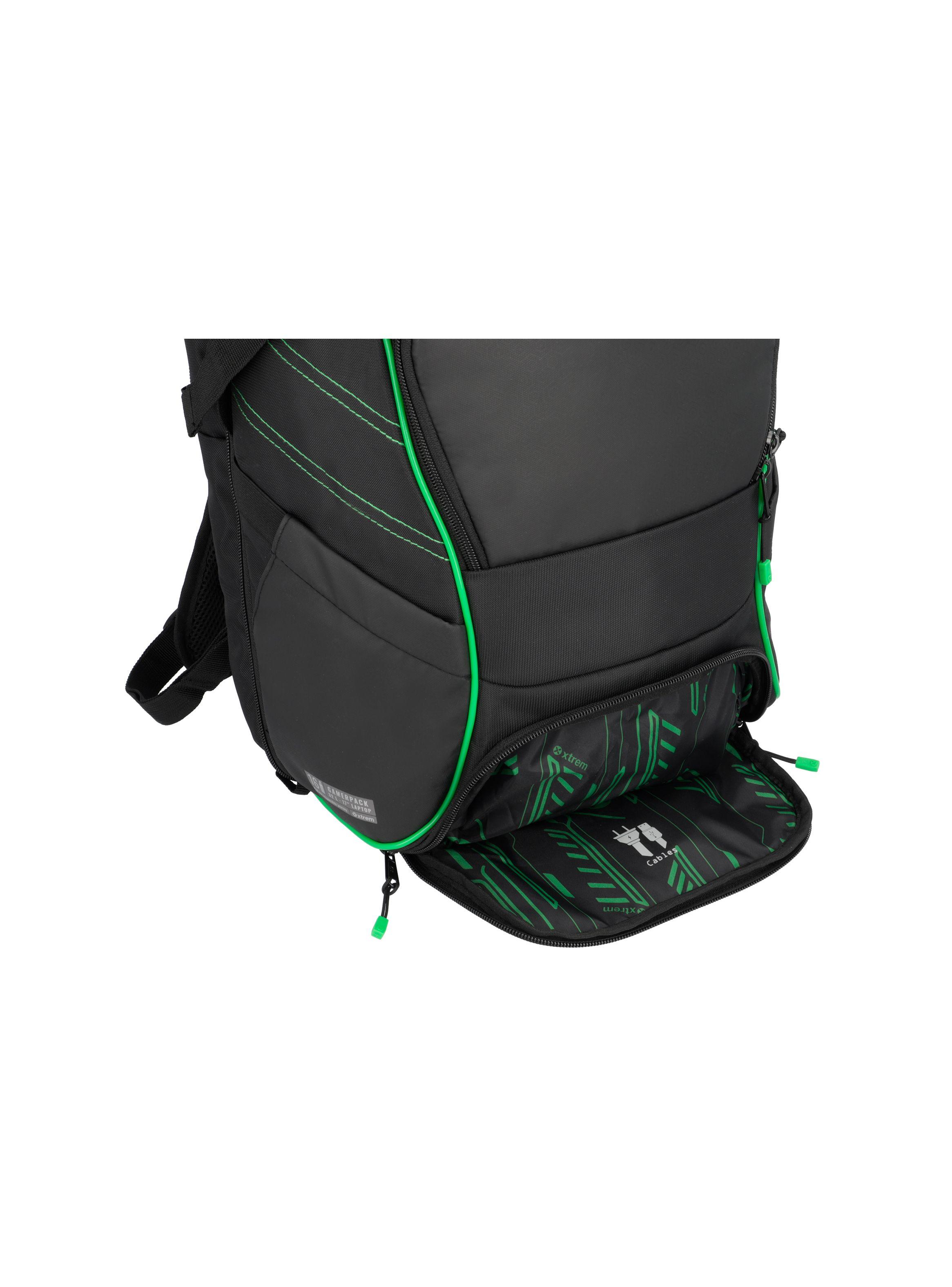 Gamerpack Mochila Notebook Xtrem Negro/Verde 17"-7