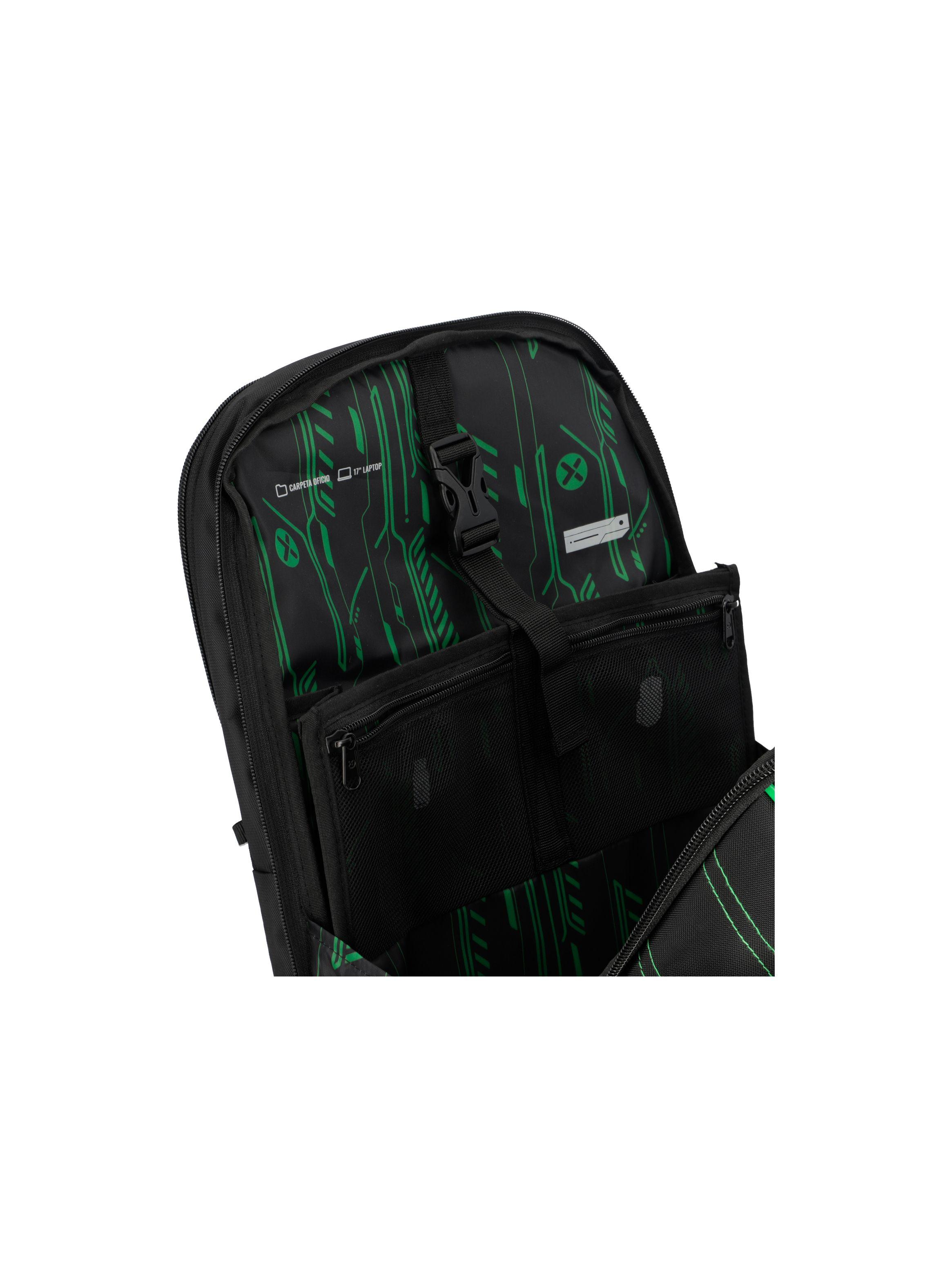 Gamerpack Mochila Notebook Xtrem Negro/Verde 17"-9