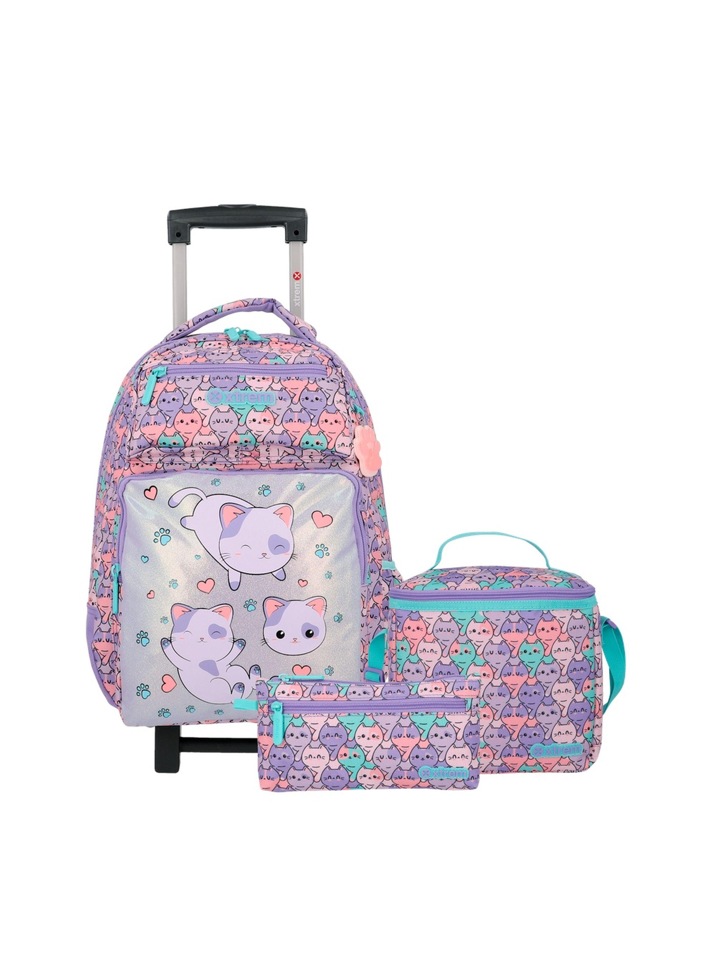 Pack Mochila con ruedas Xtrem Run 6XT Gatos Lila-0