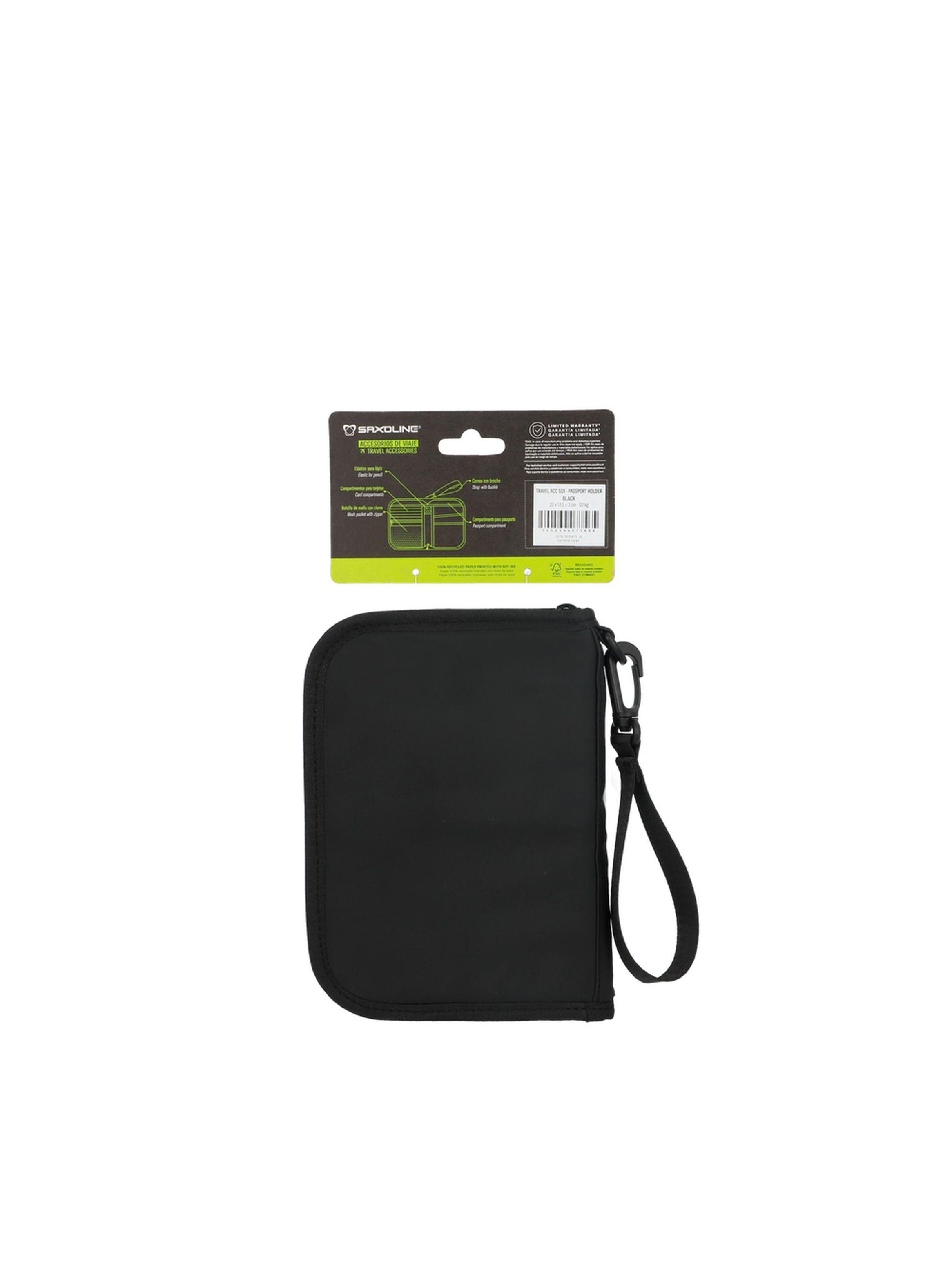 Porta Pasaporte Estuche protector de Viaje Saxoline Negro-4