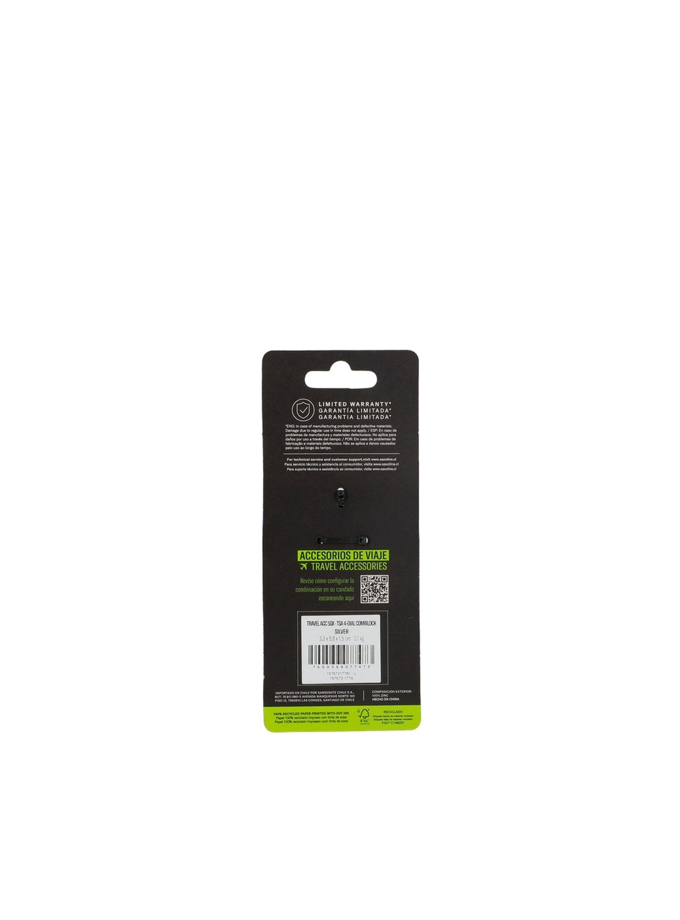 Candado para Maleta con 4 diales TSA Saxoline Plateado-1