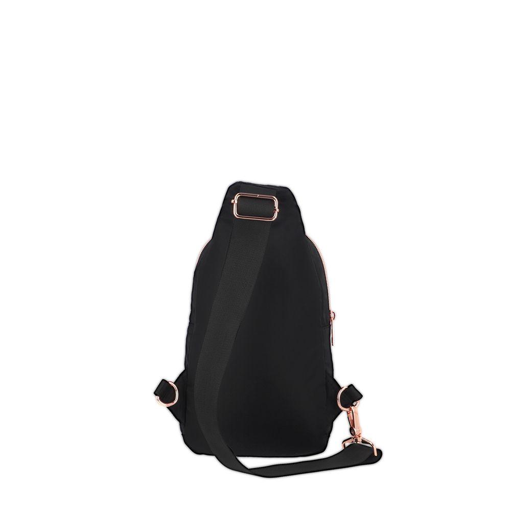 Cartera Bandolera Ronan Negro con Cierre Rosado-3