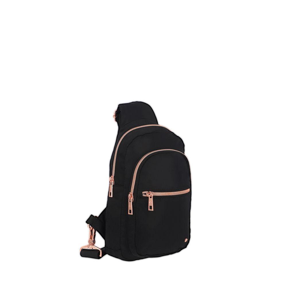 Cartera Bandolera Ronan Negro con Cierre Rosado-1