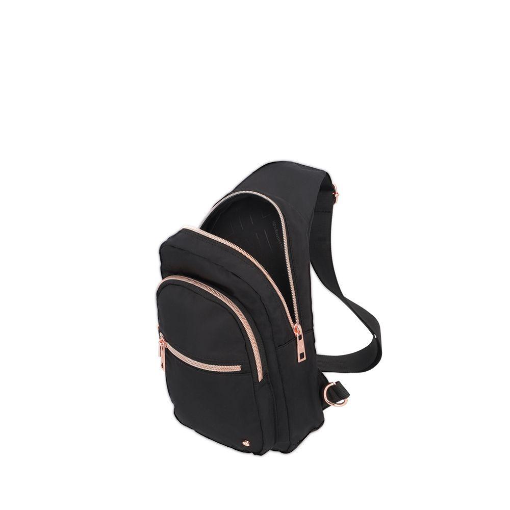 Cartera Bandolera Ronan Negro con Cierre Rosado-2