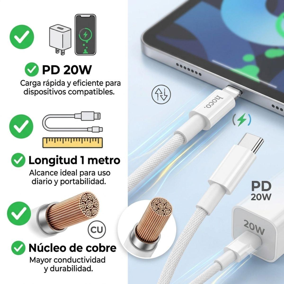 Hoco Cable Compatible iPhone Pd A Lightning X56 Color Blanco-6