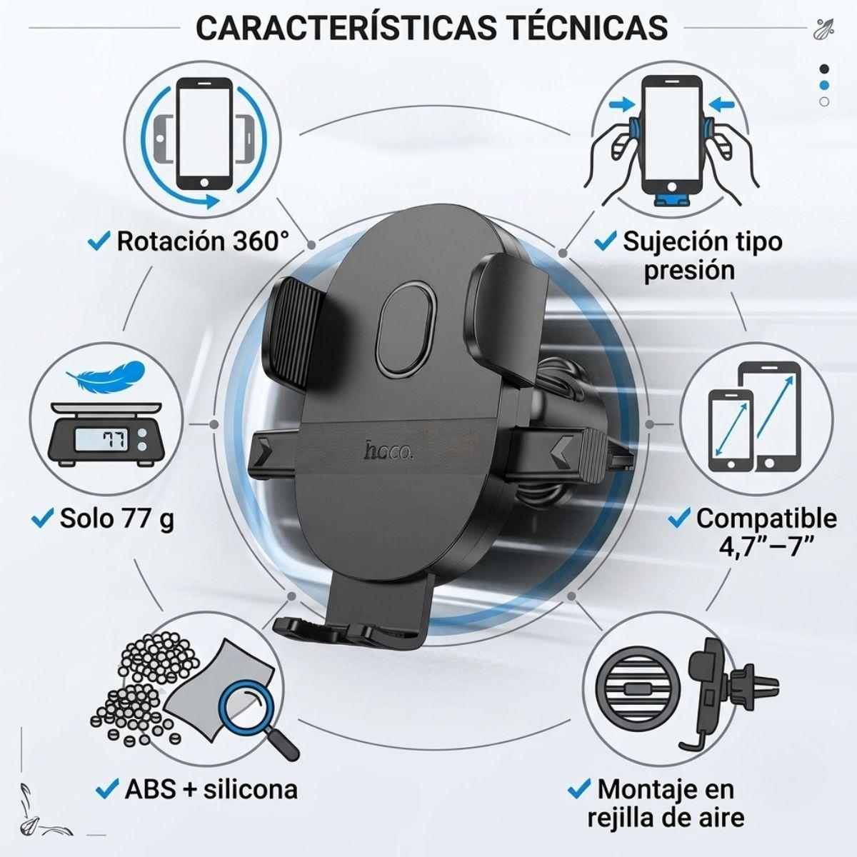 Soporte Celular Auto Rejilla Ventilaci n Hoco H18-6