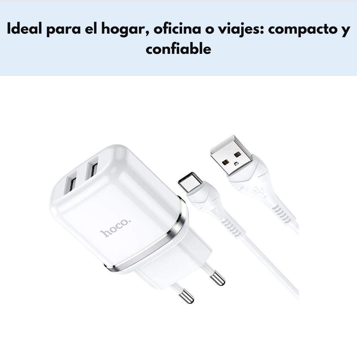 Cargador Hoco N4 Tipo C doble puerto carga rápida - Blanco-2