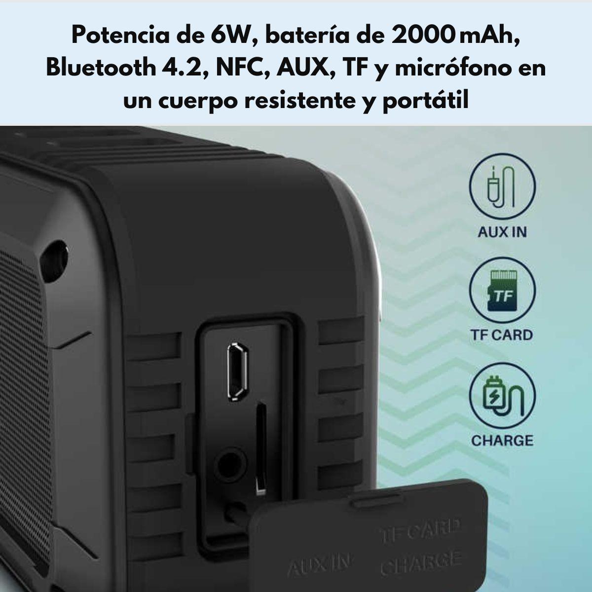 Parlante Bluetooth Outdoor IPX6 NFC FM 8 Horas W‑KING S20-6