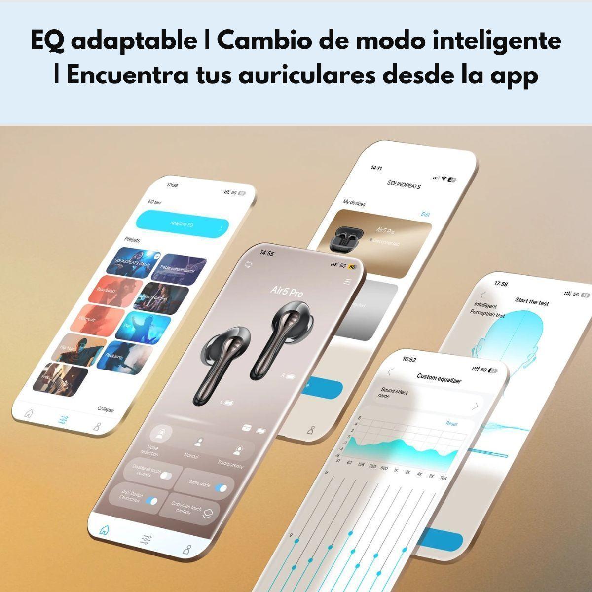 Audifonos Bluetooth ANC HiRes 26hr IPX5 SoundPEATS Air5 Pro -5