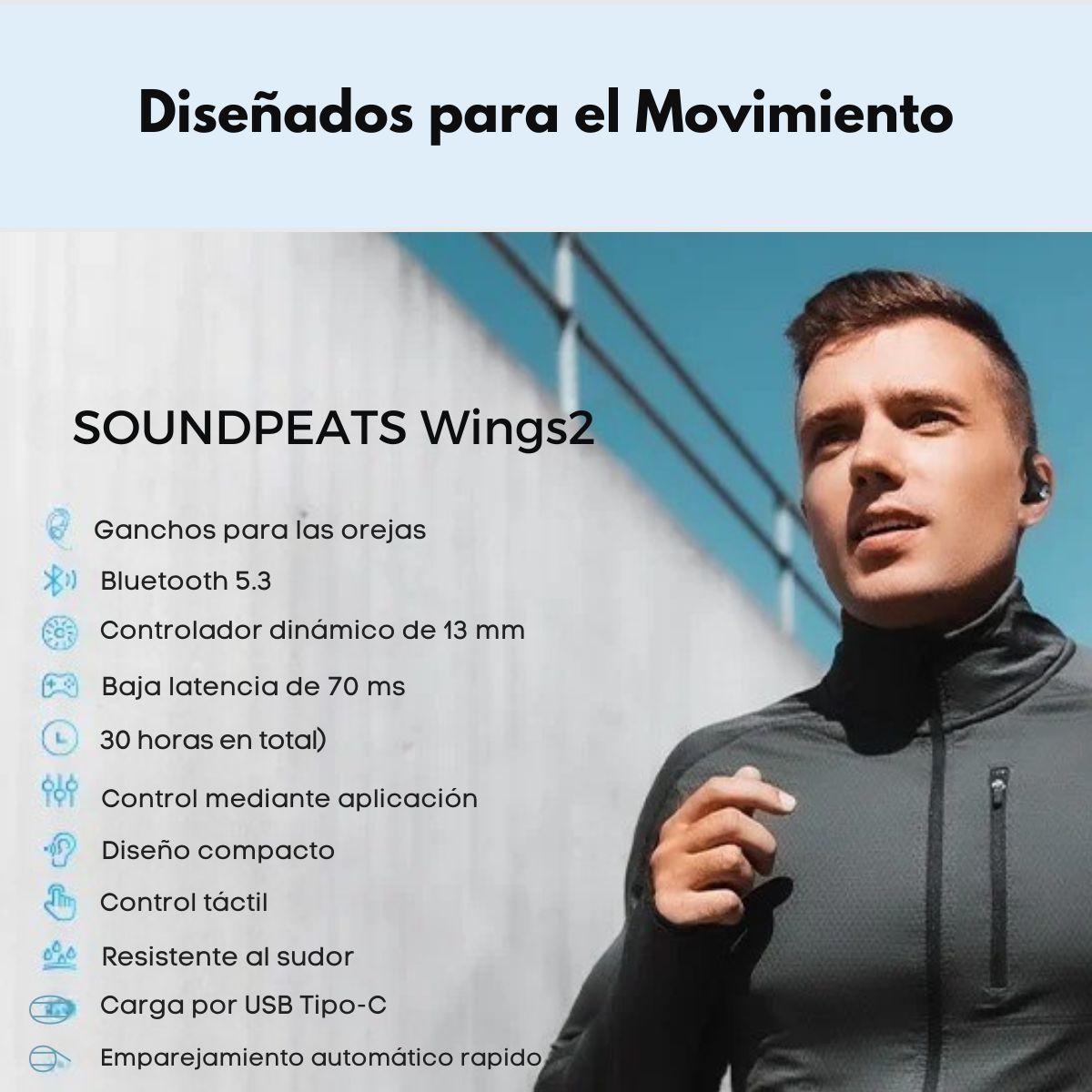 Audífonos Bluetooth Deportivos SoundPEATS Wings2 con Ganchos-6