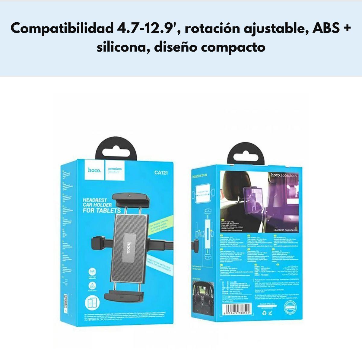 Soporte Auto Hoco CA121 Tablet y Teléfono hasta 12.9" Negro-3