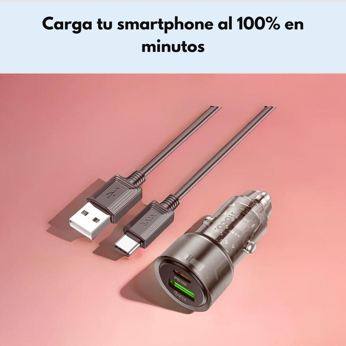 Cargador Rápido Auto HOCO Z52 38W USB-C y USB-A Tipo C-2