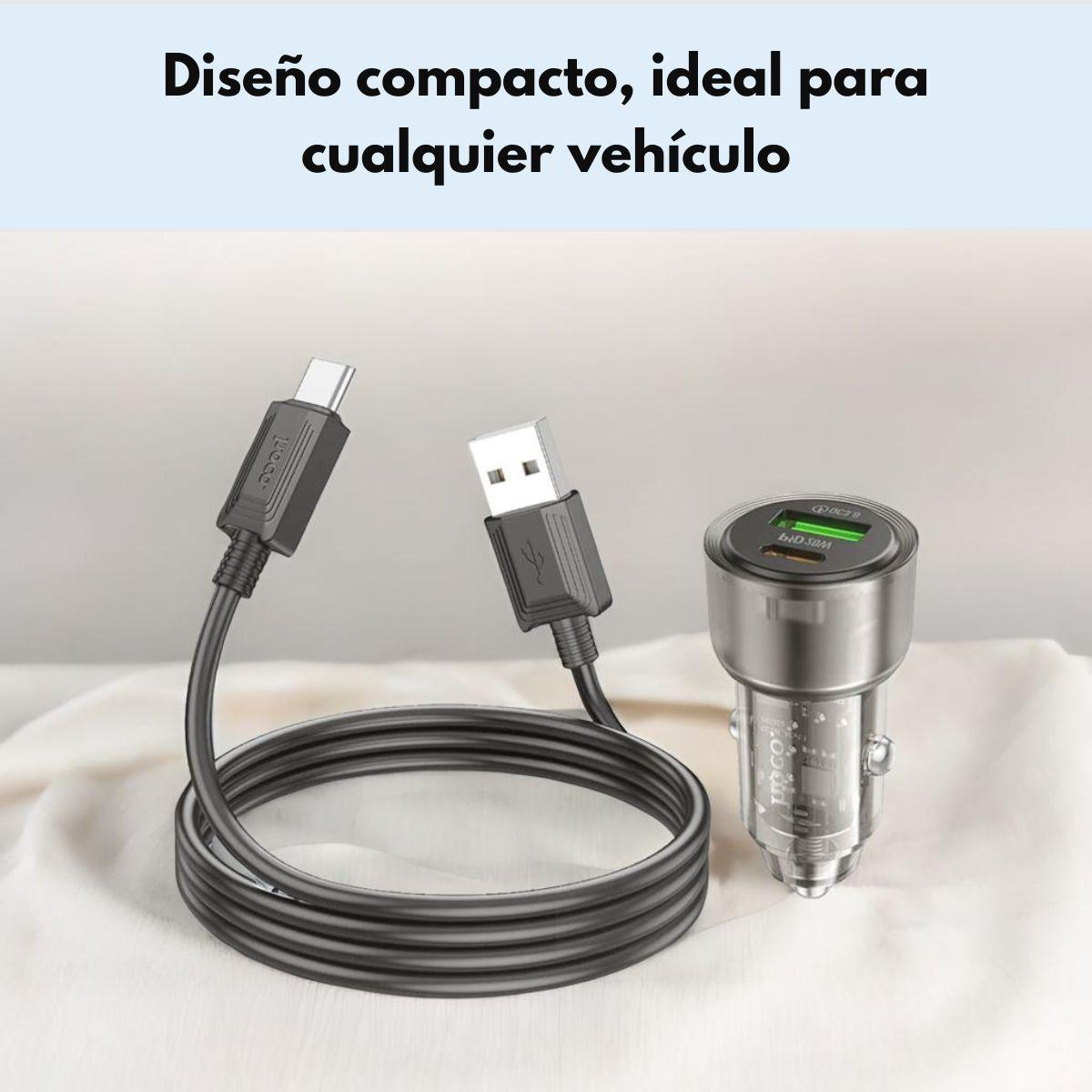 Cargador Rápido Auto HOCO Z52 38W USB-C y USB-A Tipo C-5