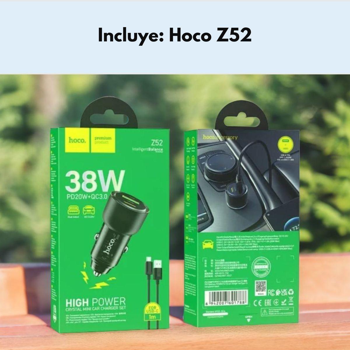 Cargador Rápido Auto HOCO Z52 38W USB-C y USB-A Tipo C-7