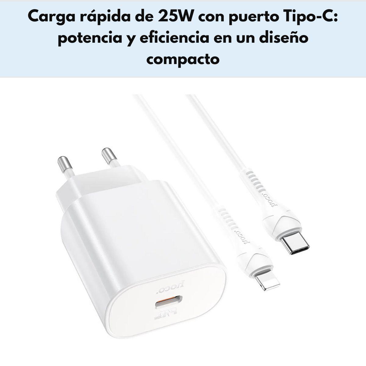 Cargador Hoco N22 PD25W USB C a USB C carga rápida - Blanco-3