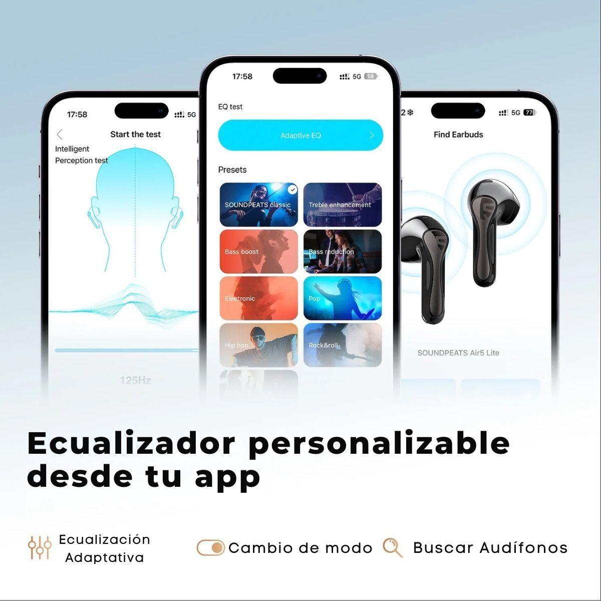 Audífonos Bluetooth Hi Res ANC ENC IPX5 SoundPEATS Air5 Lite-6