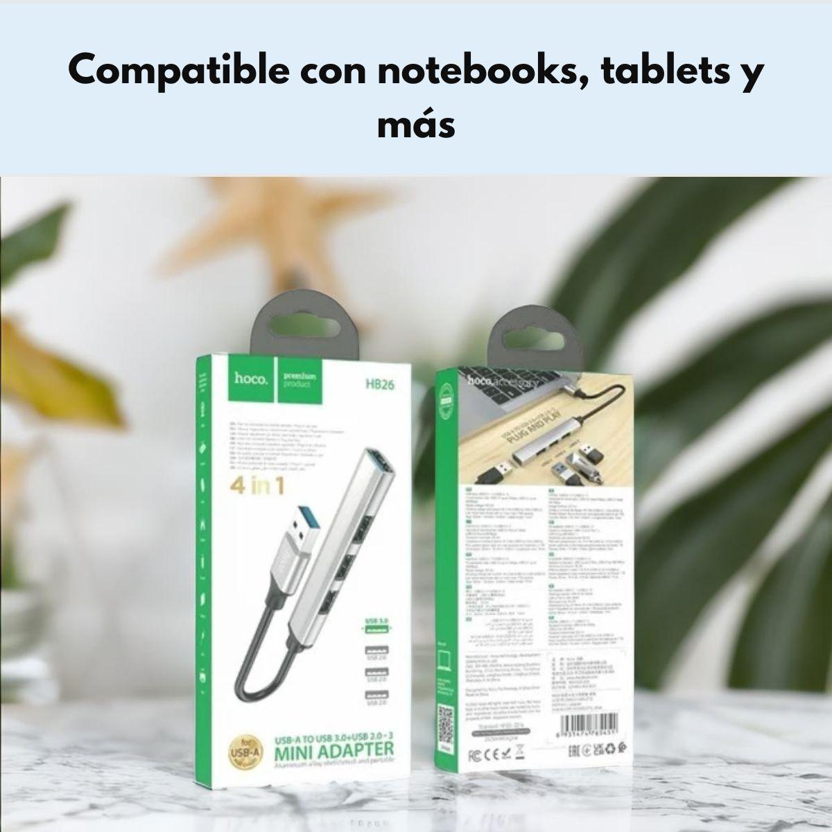 Adaptador Hub Tipo C 4 En 1 A Usb Hoco Hb26-3