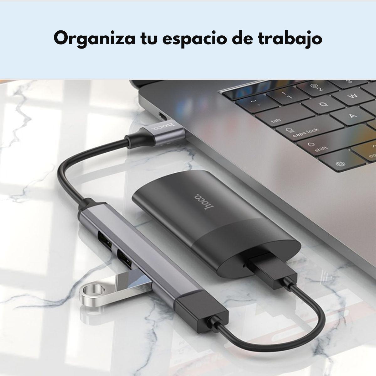 Adaptador Hub Tipo C 4 En 1 A Usb Hoco Hb26-4