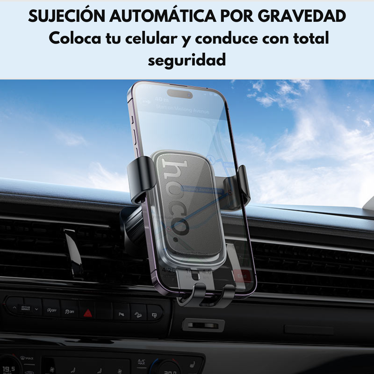 Soporte Auto Celular Rejilla Aire Hoco H80 Vista-1