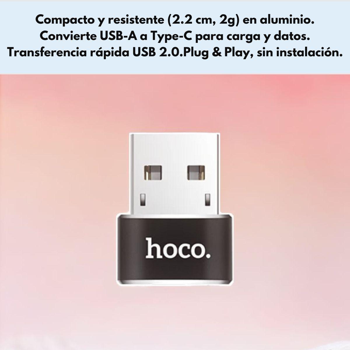 Adaptador Convertidor Otg Usb A Tipo C Marca Hoco Ua6-6